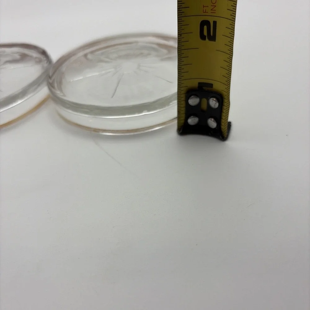 Vintage Mid century Starburst Depression Glass Coaster with gold trim.